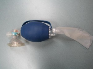 A bag valve mask is typically found in an organized medical setting, such as a hospital or clinic.