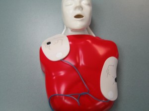 AED Pads on a CPR Training Mannequin